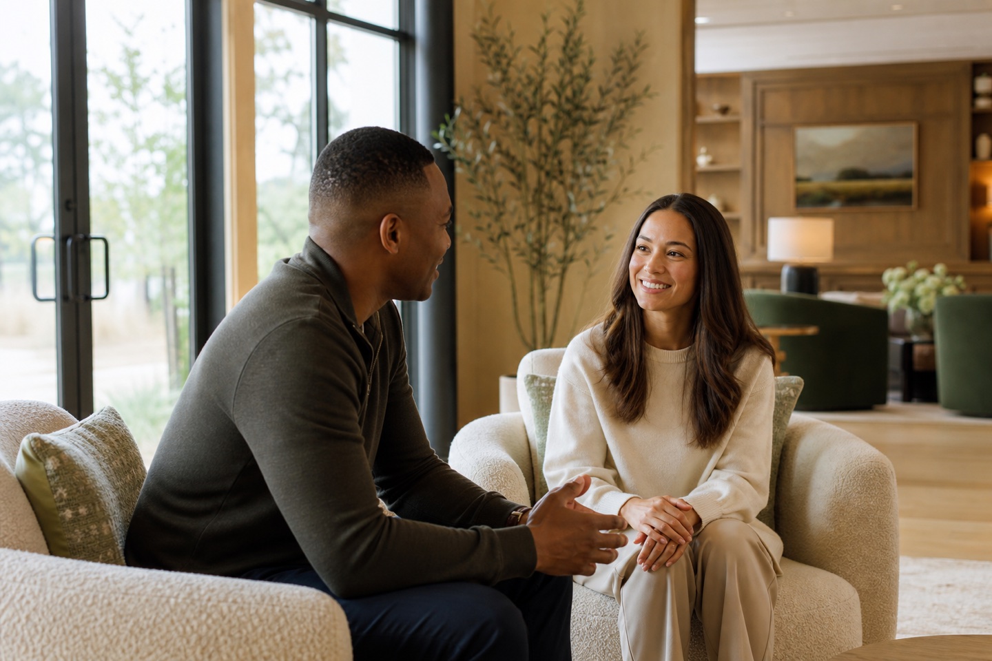 A new Averra Life member in an unhurried welcome conversation with a care team member